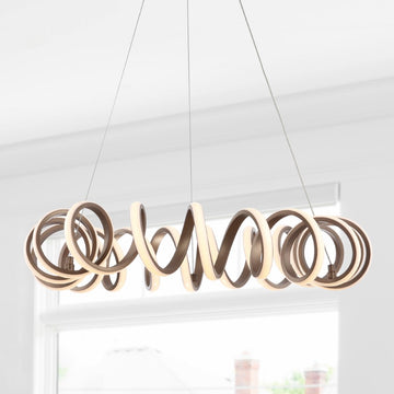 Cursive 24" Adjustable Spiral Integrated LED Metal Chandelier Ceiling Light - JONATHAN Y